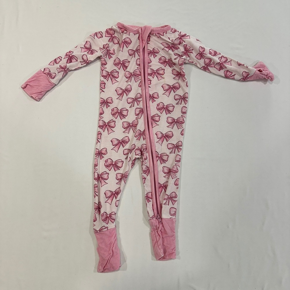 Little One Shop Bamboo Viscose Zippy Sleeper Baby‎ 0-3M Pink Bows | Coquette